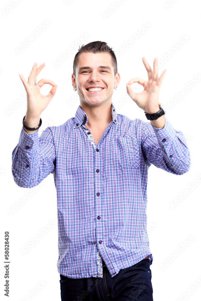 Happy man with thumbs up gesture Happy man with thumbs up gesture