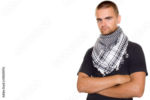 Young man in a Palestinian scarf