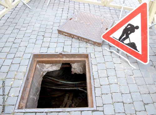 excavation and repair work and the signal of caution work in pro