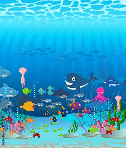 Sea life cartoon background