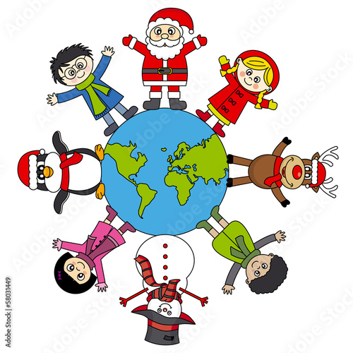 children, santa, reindeer, penguin and snowman worldwide