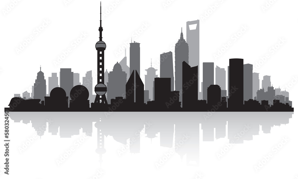 Shanghai China city skyline silhouette