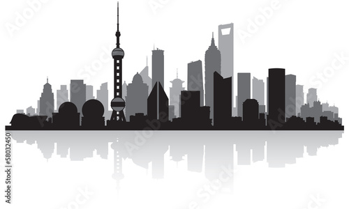 Canvas Print Shanghai China city skyline silhouette