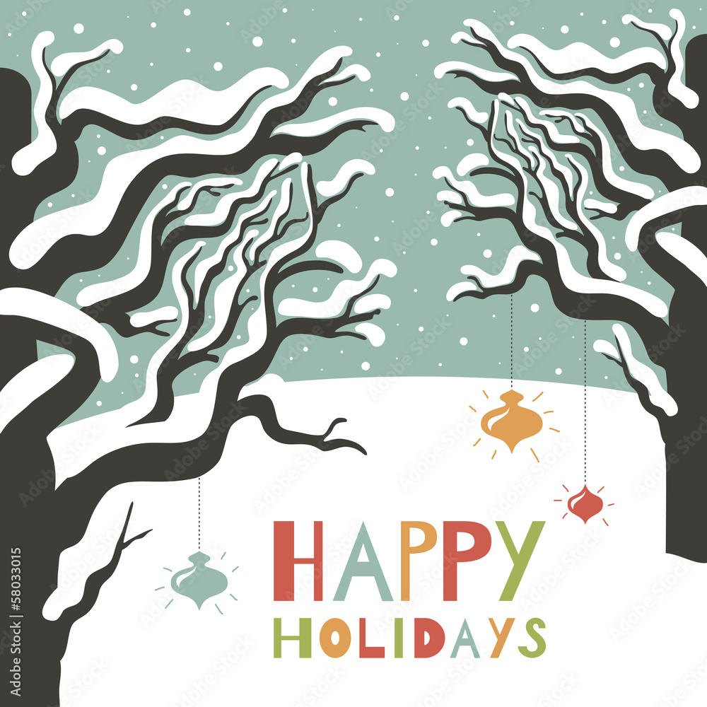 Winter happy holidays greeting card.