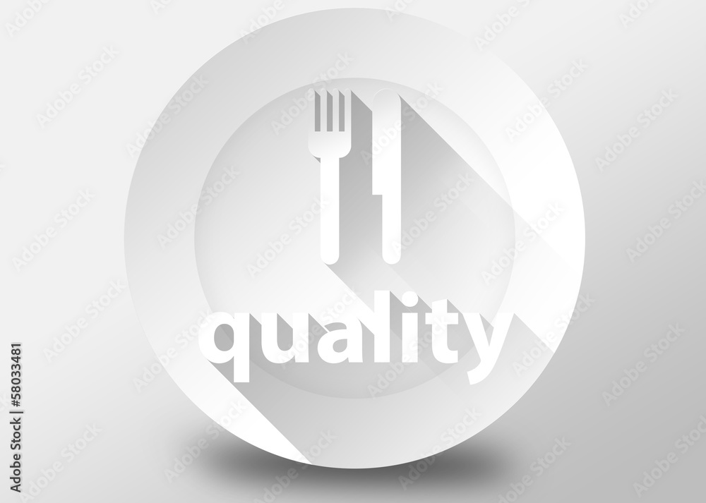 Food quality concept with plate knife and fork 3d Food quality concept with plate knife and fork 3d