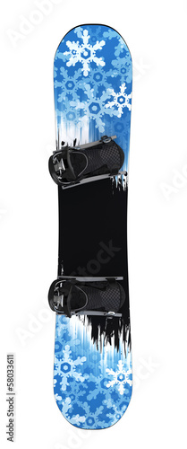 Snowboard isolated on White Background. Top View. 3D illustration