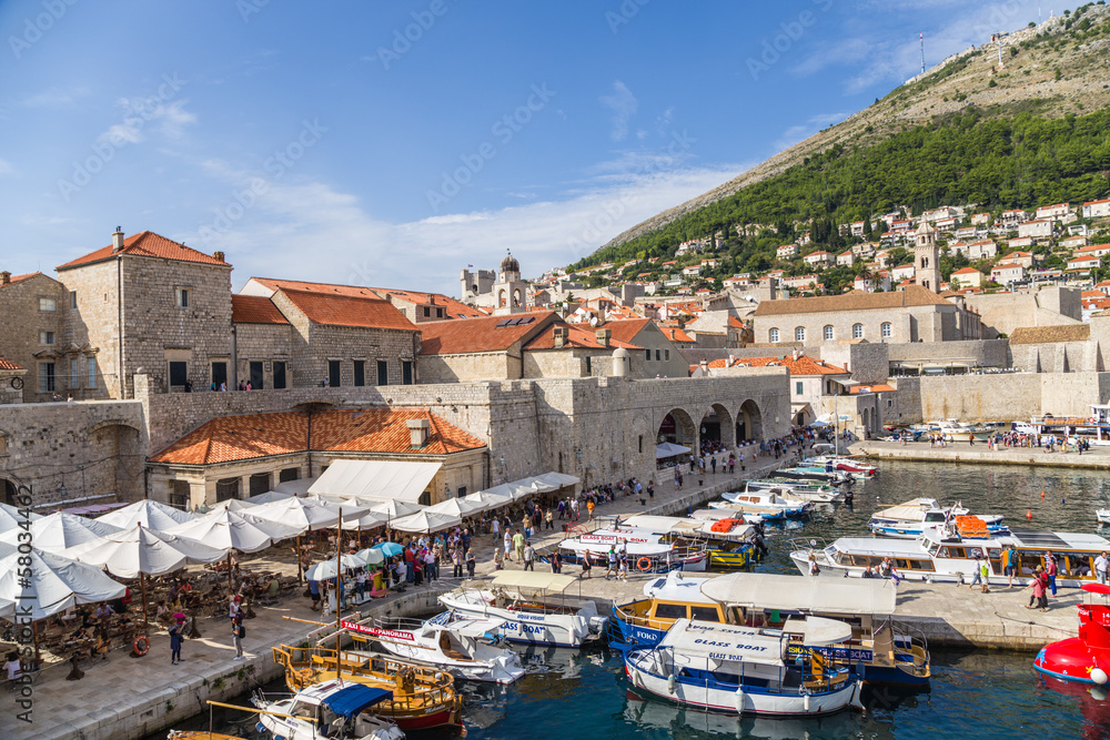 Boats in port of old Dubrovnik