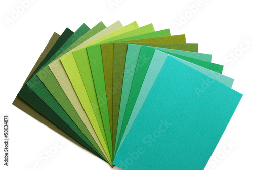 Shades of green in fan arrangement