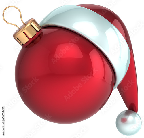 Christmas ball Happy New Year bauble Santa hat icon