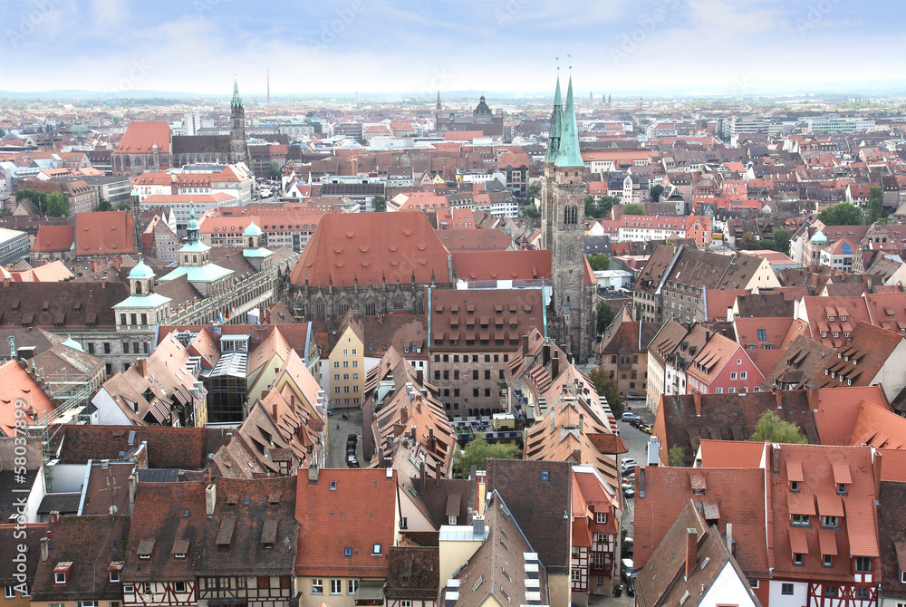 Obraz premium View over Nuremberg old town, Germany