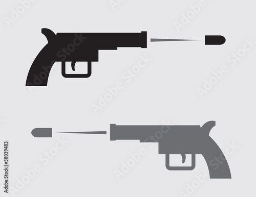 Gun shooting in black and gray silhouette