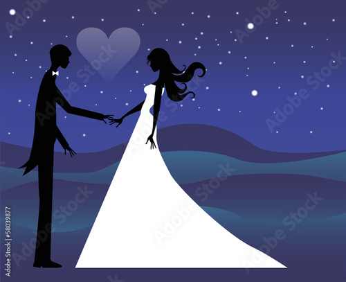 silhouette di sposi sotto un cielo stellato