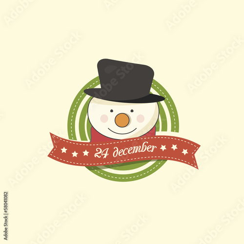 Christmas label with a snowman