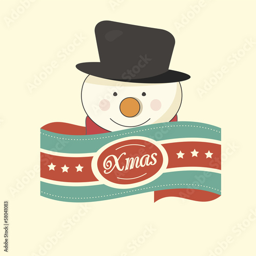 Christmas label with a snowman