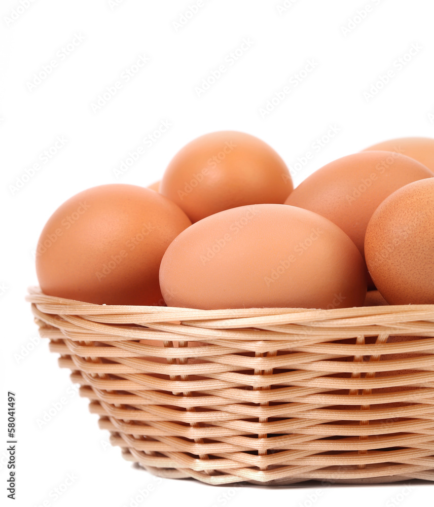 Eggs in the wicker basket Eggs in the wicker basket