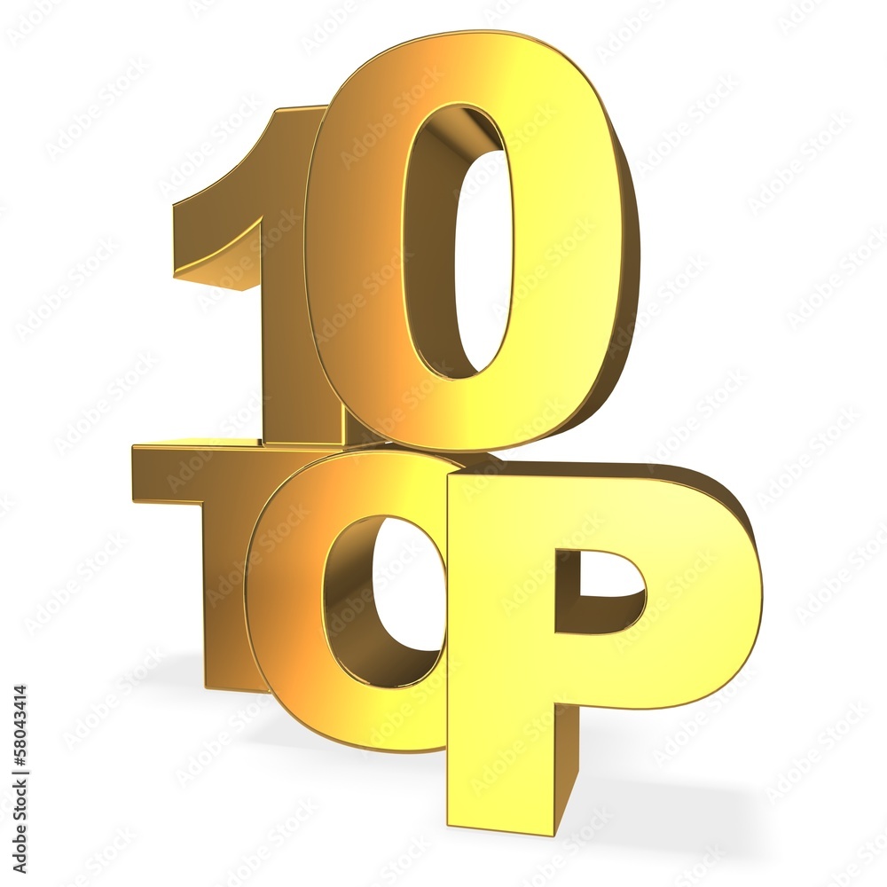 3d top 10 concept isolated on white 3d top 10 concept isolated on white
