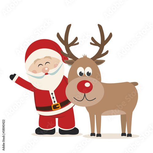 santa claus and reindeer isolated background