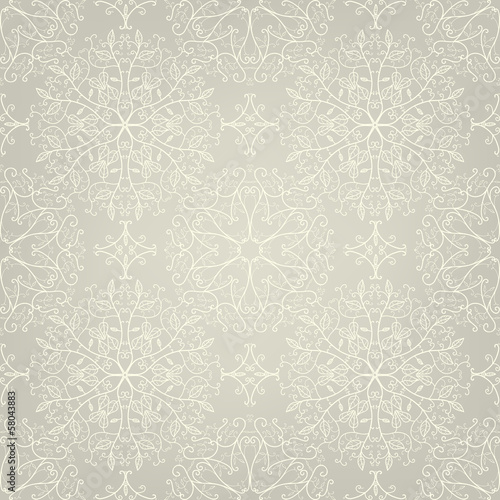 Seamless lace pattern with swirls and leaves