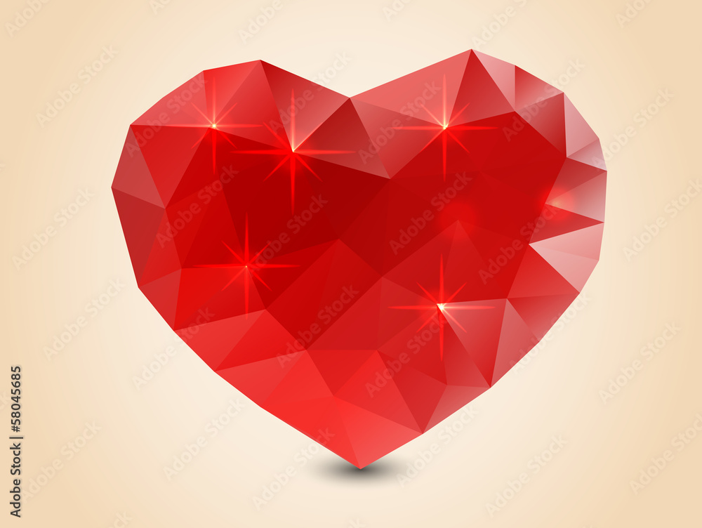 Origami polygonal heart. Vector Illustration. Origami polygonal heart. Vector Illustration.