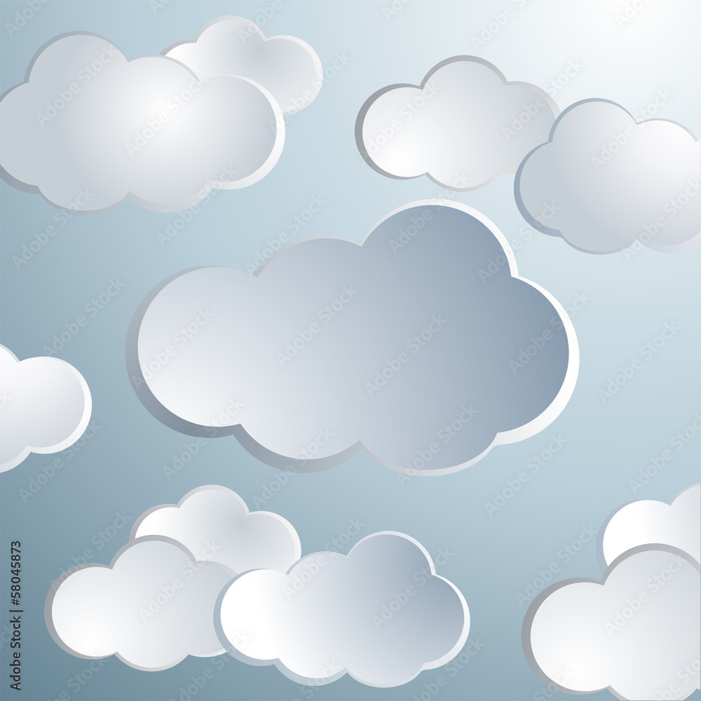 Abstract vector white paper clouds. Vector illustration. EPS 10