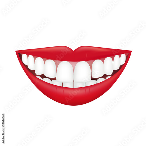 Beautiful smiling mouth with beautiful healthy teeth isolated