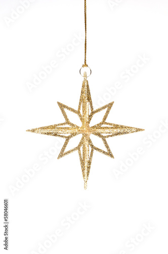 isolated golden glitter christmas decoration