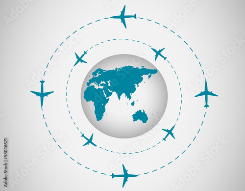 Airplanes and globe