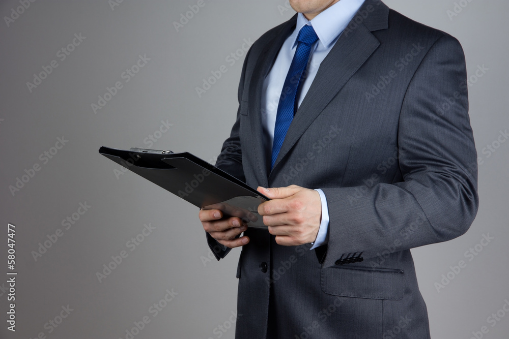 business man holding folder with documents business man holding folder with documents