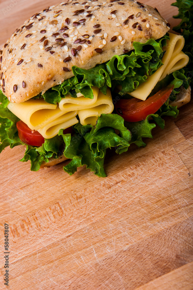 Colorful breakfast concept with natural sandwich Colorful breakfast concept with natural sandwich
