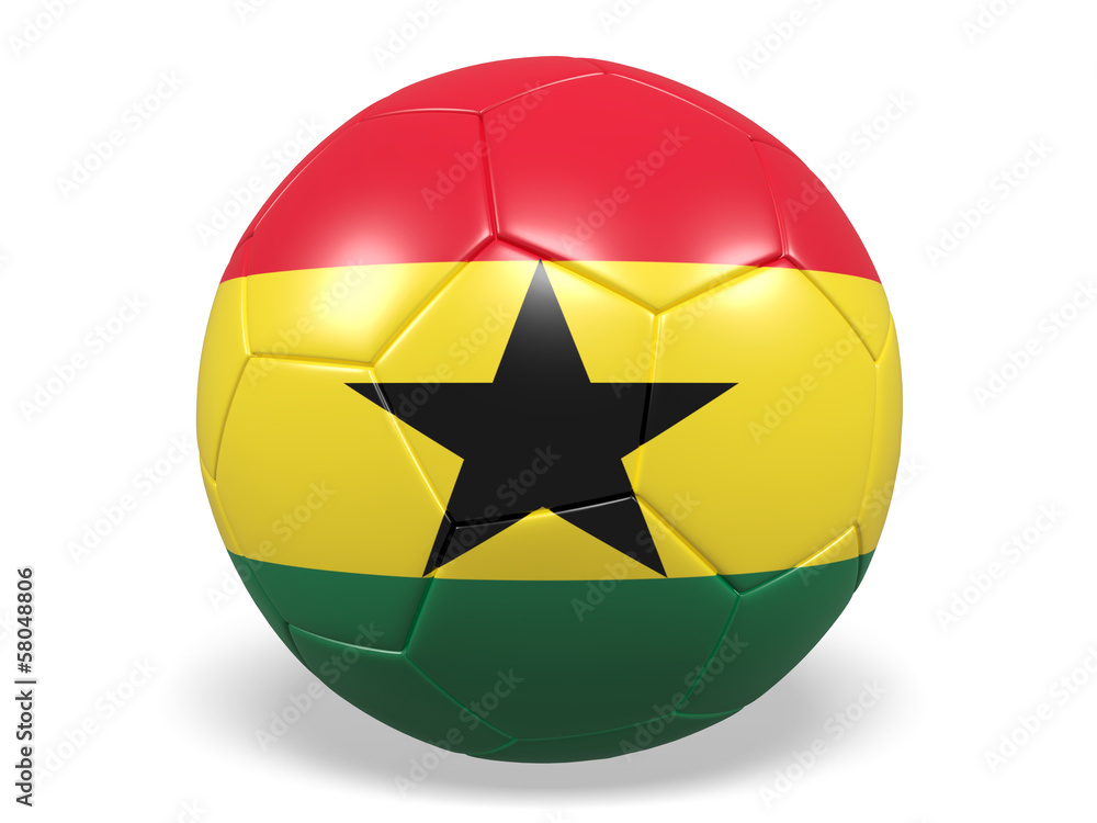 Football/soccer ball with a Ghana flag.