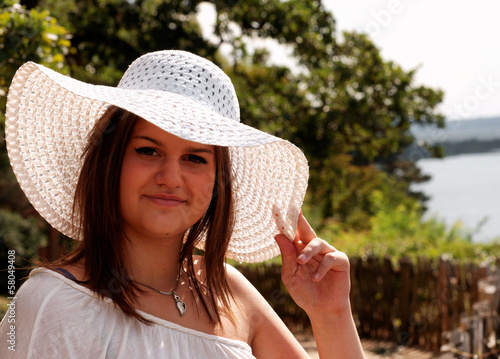 Teenager girl in summer at Lake Balaton, Hungary