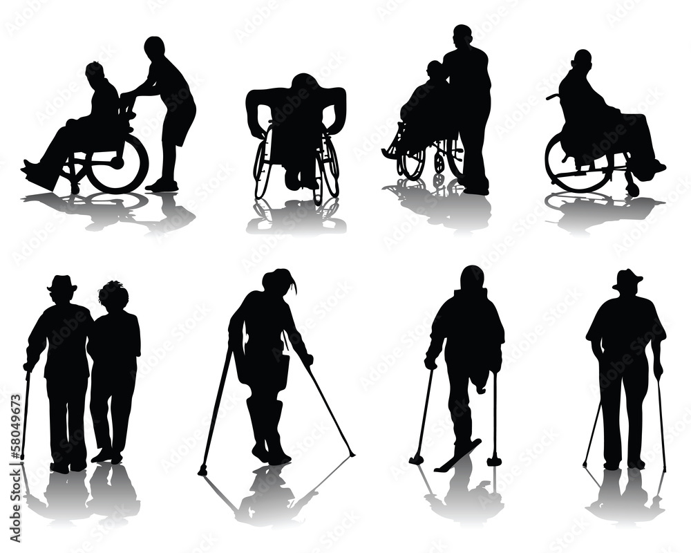Silhouettes of disabled people-vector Stock Vector | Adobe Stock