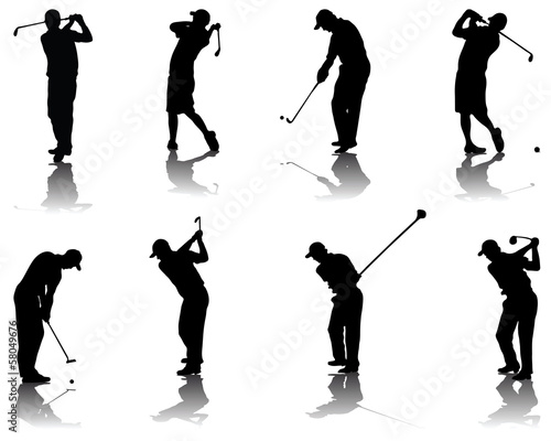 Set of golf silhouettes-vector illustration