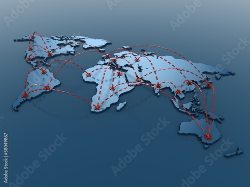 business connections over the world 3d concept