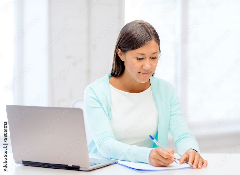 asian businesswoman with laptop and documents asian businesswoman with laptop and documents