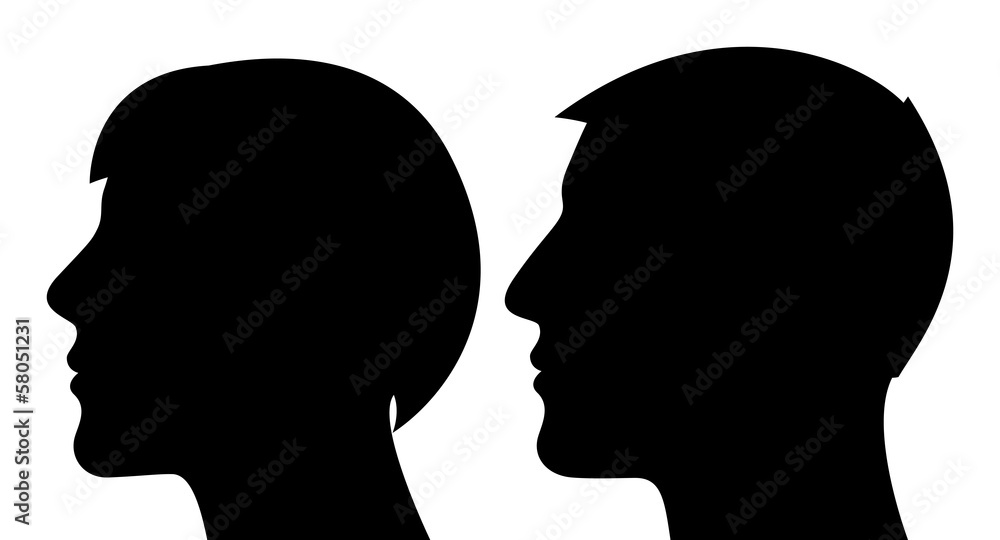 Man and woman face profile silhouette