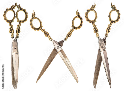 Photography antique scissors isolated on white background