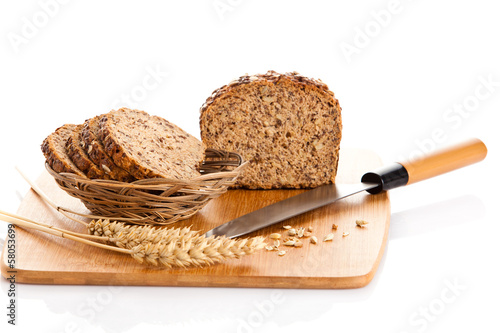 brown seed  biobread  isolated on white background photo