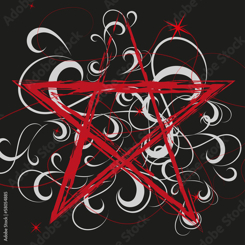 Pentagramm rot auf schwarz Vektor