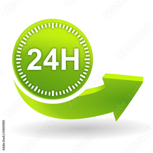 24 heures sur symbole vert