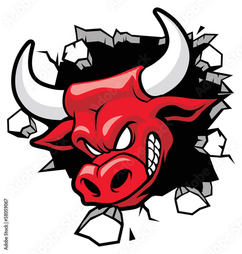 bull heading a wall