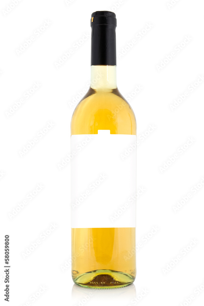 White wine bottle with blank label