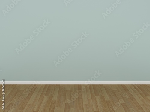 green wall and wood floor in a empty room