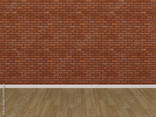 brick wall and wood floor,3d