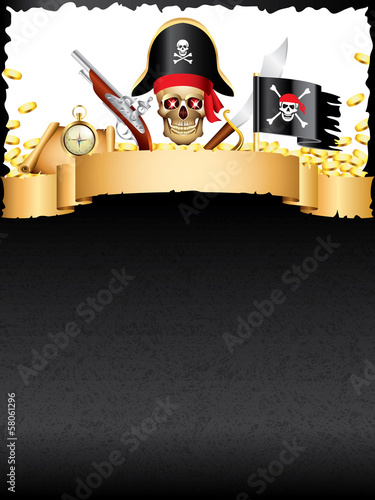 Pirates and treasures vector background