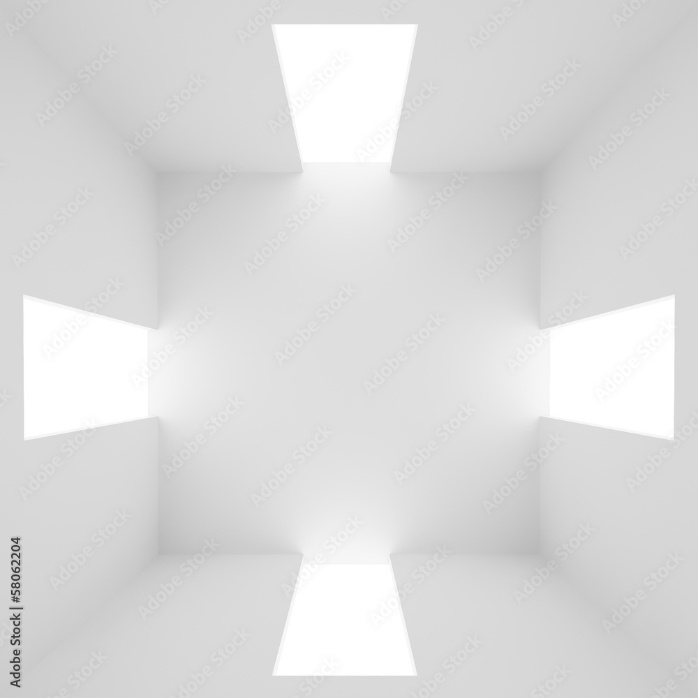 white wall empty room on top view,3d interior Stock Illustration