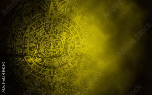 Mayan calendar on old stone texture