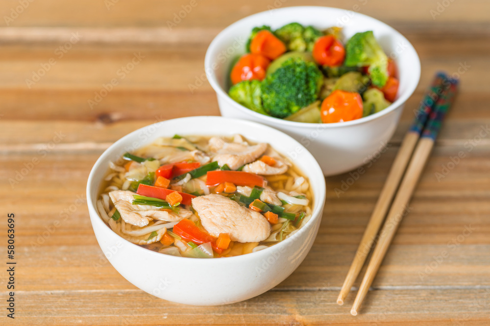 Asian soup noodles and vegetables Asian soup noodles and vegetables