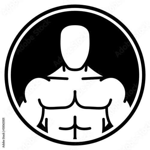 Bodybuilder symbol in black circle