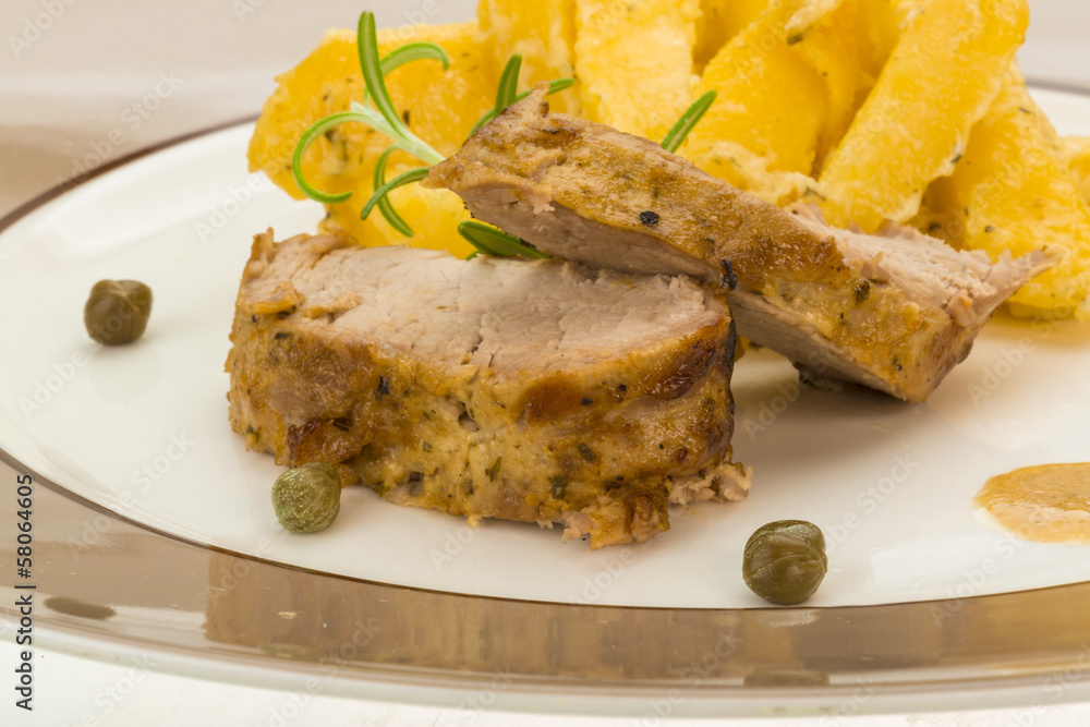 Grilled pork with potato Grilled pork with potato